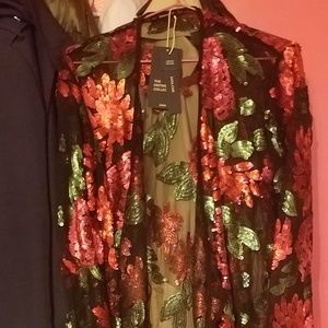 AW17 Zara Floral Sequined Kimono Dress RARE NWT